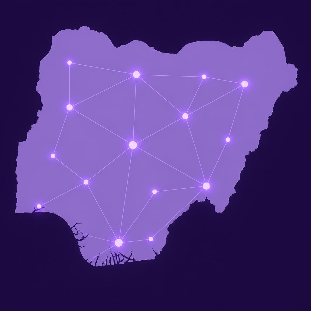 Map of Nigeria showing the hebrew.delivery dark store network and delivery routes